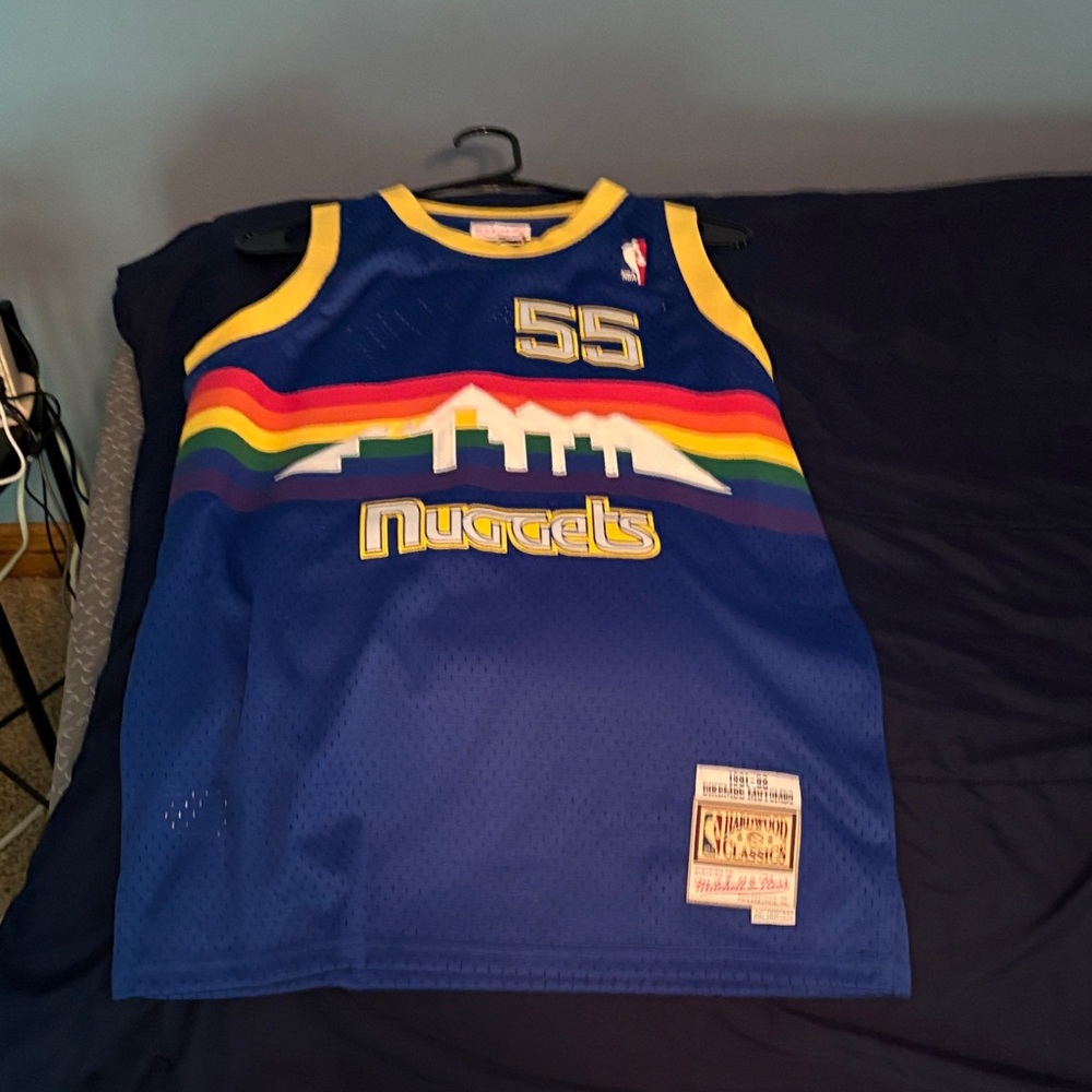Mitchell & Ness Blue Nuggets Jersey with Rainbow Stripes